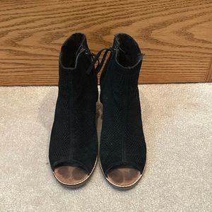 TOMS heeled, open toe booties